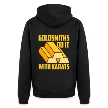 Goldschmied Gold Schmuckhersteller Goldschmuck - Unisex Premium Bio Zip Hoodie - Schwarz - Hinten - Nico (187cm)