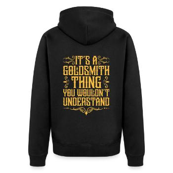 Goldsmith Gold Jewelry Manufacturer Gold Jewelry - Unisex Premium Organic Zip Hoodie - black - Back - Nico (187cm)