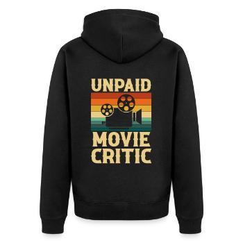 Unpaid Movie Critic, Filmmaker - Unisex Premium Bio Zip Hoodie - Schwarz - Hinten - Nico (187cm)