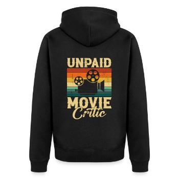 Unpaid Movie Critic, Filmmaker - Unisex Premium Bio Zip Hoodie - Schwarz - Hinten - Nico (187cm)