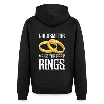 Goldschmied Gold Schmuckhersteller Goldschmuck - Unisex Premium Bio Zip Hoodie - Schwarz - Hinten - Nico (187cm)