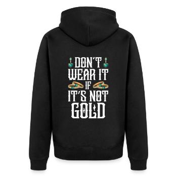 Goldschmied Gold Schmuckhersteller Goldschmuck - Unisex Premium Bio Zip Hoodie - Schwarz - Hinten - Nico (187cm)