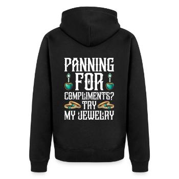 Goldschmied Gold Schmuckhersteller Goldschmuck - Unisex Premium Bio Zip Hoodie - Schwarz - Hinten - Nico (187cm)