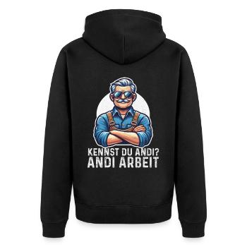 Handwerker Andi Arbeit Geschenk Sprüche Lustig - Unisex Premium Bio Zip Hoodie - Schwarz - Hinten - Nico (187cm)