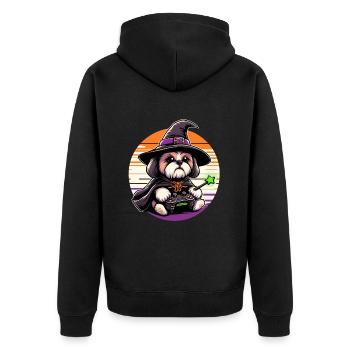 Süße Shih Tzu Halloween Shirts für Hundeliebhaber - Unisex Premium Bio Zip Hoodie - Schwarz - Hinten - Nico (187cm)