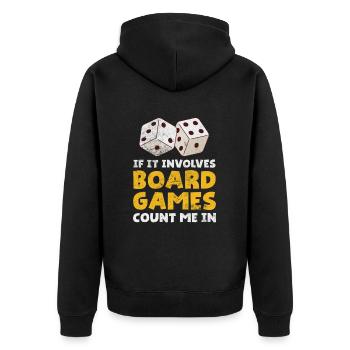 Board game - Unisex Premium Organic Zip Hoodie - black - Back - Nico (187cm)