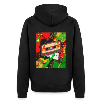 Rastafari Music Vibes Only Rasta Jamaica Reggae - Unisex Premium Organic Zip Hoodie - black - Back - Nico (187cm)