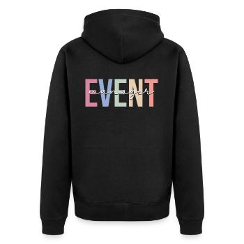 Veranstaltungsmanager Koordinator - Unisex Premium Bio Zip Hoodie - Schwarz - Hinten - Nico (187cm)