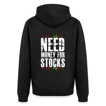 Trader Stocks Stock exchange Capitalism - Unisex Premium Organic Zip Hoodie - black - Back - Nico (187cm)
