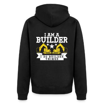Roadbuilder Builder Road Keeper - Unisex Premium Organic Zip Hoodie - black - Back - Nico (187cm)