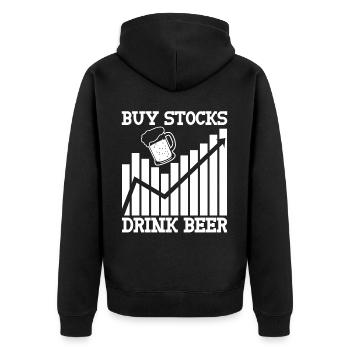 Stocks Stock exchange Capitalism Trader - Unisex Premium Organic Zip Hoodie - black - Back - Nico (187cm)