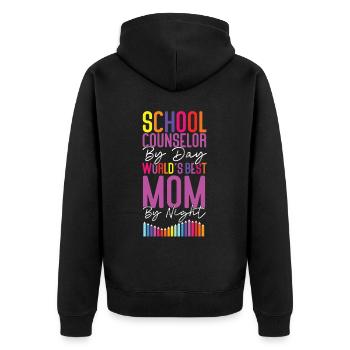 School Counselor Mom School - Unisex Premium Organic Zip Hoodie - black - Back - Nico (187cm)