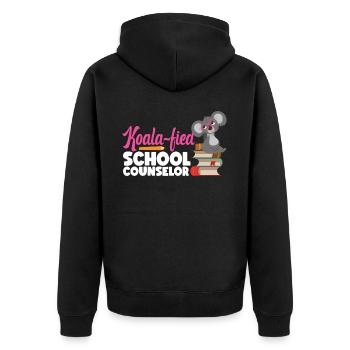 School Counselor Koala Koala-Fied - Unisex Premium Bio Zip Hoodie - Schwarz - Hinten - Nico (187cm)