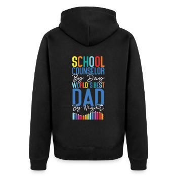 School Counselor Dad School - Unisex Premium Organic Zip Hoodie - black - Back - Nico (187cm)