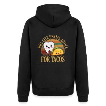 i will give dental advice for tacos, Dentist - Unisex Premium Bio Zip Hoodie - Schwarz - Hinten - Nico (187cm)