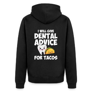 i will give dental advice for tacos, Dentist - Unisex Premium Bio Zip Hoodie - Schwarz - Hinten - Nico (187cm)