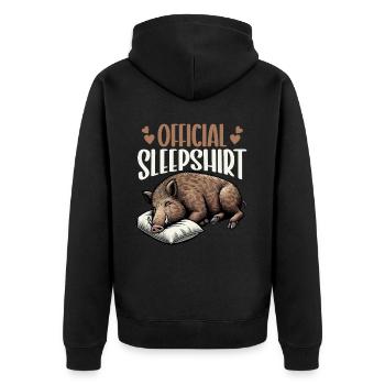 Chemise de nuit officielle Funny Wild Boar - Veste à capuche bio Premium Unisexe - noir - Dos - Nico (187cm)