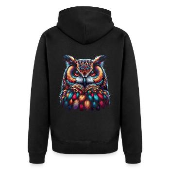 Eule Kunst Geschenk Geburtstag - Unisex Premium Bio Zip Hoodie - Schwarz - Hinten - Nico (187cm)
