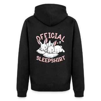 Official Sleeping Shirt Funny Rabbit Rabbit - Unisex Premium Organic Zip Hoodie - black - Back - Nico (187cm)