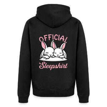Offizielles Schlafshirt Lustiges Kaninchen Rabbit - Unisex Premium Bio Zip Hoodie - Schwarz - Hinten - Nico (187cm)
