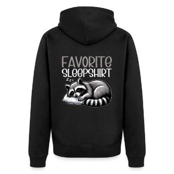 Chemise de nuit officielle Funny Raccoon - Veste à capuche bio Premium Unisexe - noir - Dos - Nico (187cm)