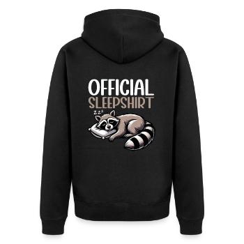 Offizielles Schlafshirt Lustiger Waschbär - Unisex Premium Bio Zip Hoodie - Schwarz - Hinten - Nico (187cm)