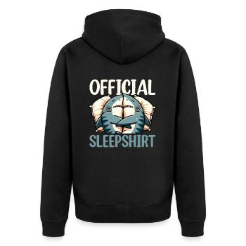 Offizielles Schlafshirt Lustiger Hai Pyjama - Unisex Premium Bio Zip Hoodie - Schwarz - Hinten - Nico (187cm)