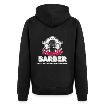 Hairdressers do it with love and - Unisex Premium Organic Zip Hoodie - black - Back - Nico (187cm)