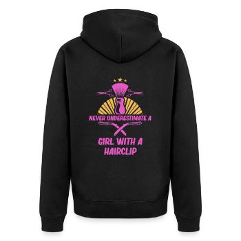 Never underestimate a girl with a - Unisex Premium Organic Zip Hoodie - black - Back - Nico (187cm)