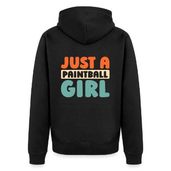 Paintball Just A Paintball Girl - Unisex Premium Bio Zip Hoodie - Schwarz - Hinten - Nico (187cm)