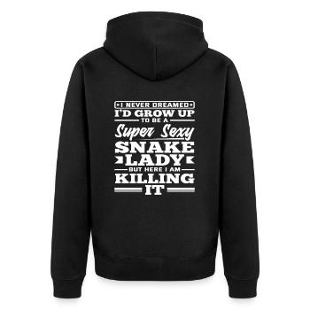 Schlangenfrau Lustiges Schlange Besitzer - Unisex Premium Bio Zip Hoodie - Schwarz - Hinten - Nico (187cm)