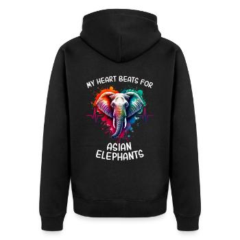 Ligne de cœur d’éléphant d’Asie - Veste à capuche bio Premium Unisexe - noir - Dos - Nico (187cm)
