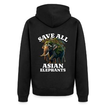 Sauvez l’éléphant d’Asie - Veste à capuche bio Premium Unisexe - noir - Dos - Nico (187cm)
