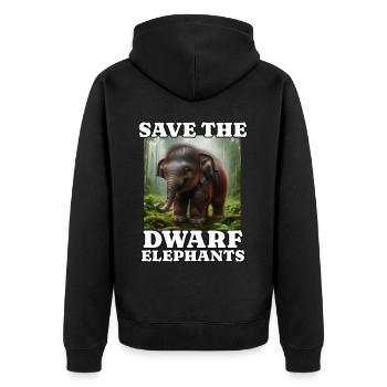 Zwergelefant - Unisex Premium Bio Zip Hoodie - Schwarz - Hinten - Nico (187cm)