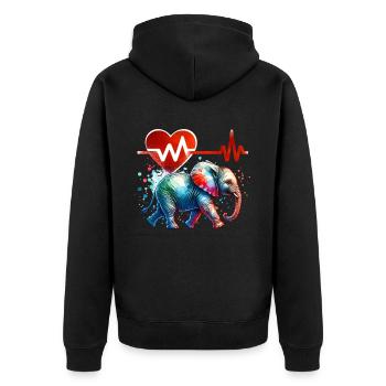 Zwergelefant EKG - Unisex Premium Bio Zip Hoodie - Schwarz - Hinten - Nico (187cm)
