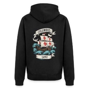 Columbus Day Christopher Columbus Italian American - Unisex Premium Organic Zip Hoodie - black - Back - Nico (187cm)