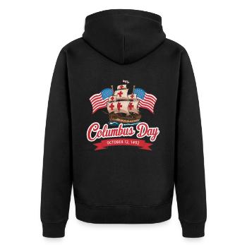 Columbus Day Christophe Colomb Italo-Américain - Veste à capuche bio Premium Unisexe - noir - Dos - Nico (187cm)