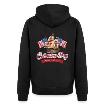 Columbus Day Christophe Colomb Italo-Américain - Veste à capuche bio Premium Unisexe - noir - Dos - Nico (187cm)
