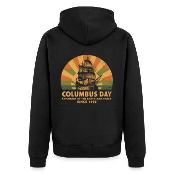 Columbus Day Christophe Colomb Italo-Américain - Veste à capuche bio Premium Unisexe - noir - Dos - Nico (187cm)