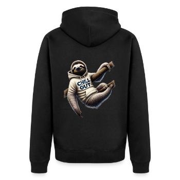 Lustiges Faultier Chill Out Tierliebhaber Chillen - Unisex Premium Bio Zip Hoodie - Schwarz - Hinten - Nico (187cm)