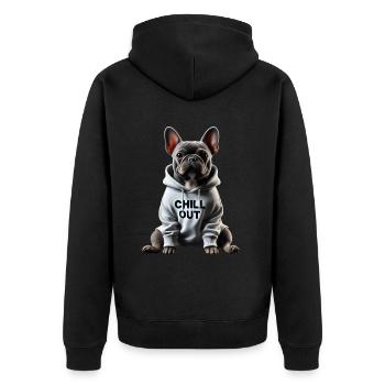 Drôle de bouledogue français Chill Out Chill Out - Veste à capuche bio Premium Unisexe - noir - Dos - Nico (187cm)