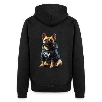 Drôle de bouledogue français Chill Out Chill Out - Veste à capuche bio Premium Unisexe - noir - Dos - Nico (187cm)
