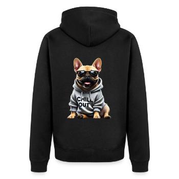 Drôle de bouledogue français Chill Out Chill Out - Veste à capuche bio Premium Unisexe - noir - Dos - Nico (187cm)