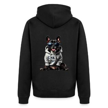 Drôle de bouledogue français Chill Out Chill Out - Veste à capuche bio Premium Unisexe - noir - Dos - Nico (187cm)