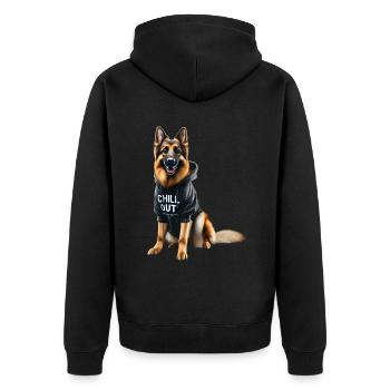 Drôle de berger allemand Chill Out Chill - Veste à capuche bio Premium Unisexe - noir - Dos - Nico (187cm)