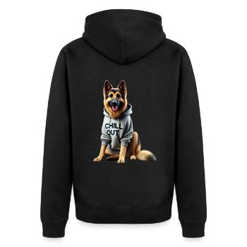 Drôle de berger allemand Chill Out Chill - Veste à capuche bio Premium Unisexe - noir - Dos - Nico (187cm)