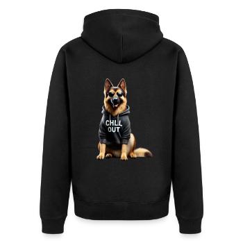 Drôle de berger allemand Chill Out Chill - Veste à capuche bio Premium Unisexe - noir - Dos - Nico (187cm)