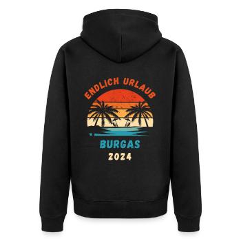 Burgas Urlaub 2024 Bulgarien Reise Idee - Unisex Premium Bio Zip Hoodie - Schwarz - Hinten - Nico (187cm)