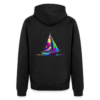 Sailing Sailboat Boating Popart - Unisex Premium Organic Zip Hoodie - black - Back - Nico (187cm)
