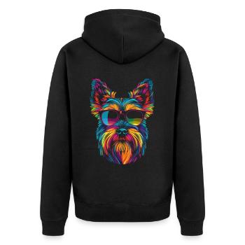 Scottish Terrier Dog Sunglasses Popart - Unisex Premium Organic Zip Hoodie - black - Back - Nico (187cm)